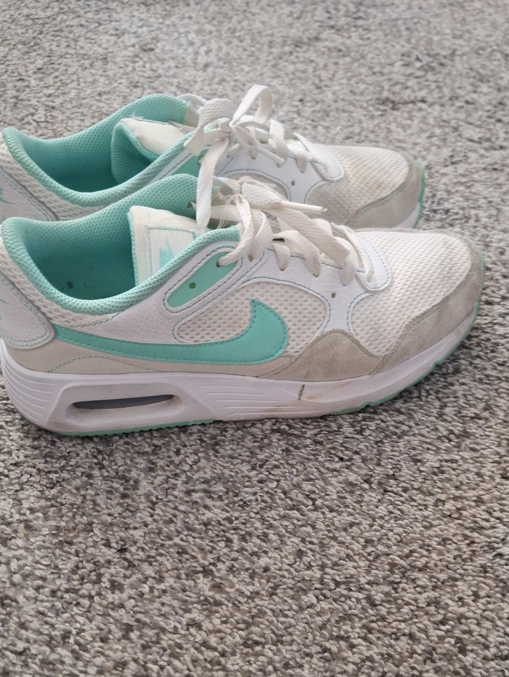 Women's White Sneakers with Mint Accents